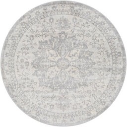 Livabliss Round Monaco-Vintage Grey Ivory Cream Traditional Boho Living Dining Bedroom Rug 200 X 200 Cm Easy Care, Non Shedding - thumbnail 1