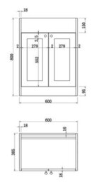 Affine 600mm Grey Traditional Vanity Unit Countertop Rectangle Basin Bathroom Furniture - thumbnail 7