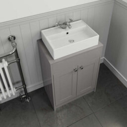 Affine 600mm Grey Traditional Vanity Unit Countertop Rectangle Basin Bathroom Furniture - thumbnail 3
