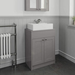 Affine 600mm Grey Traditional Vanity Unit Countertop Rectangle Basin Bathroom Furniture - thumbnail 2