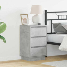 Berkfield Bedside Cabinet With Led Concrete Grey 39X34.5X65 Cm Engineered Wood - thumbnail 1