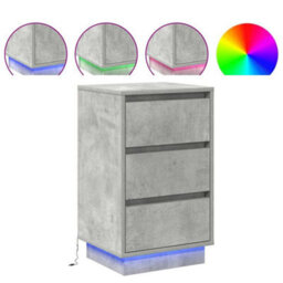 Berkfield Bedside Cabinet With Led Concrete Grey 39X34.5X65 Cm Engineered Wood - thumbnail 4