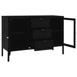 Berkfield Sideboard Black 105X35X70 Cm Steel And Tempered Glass - thumbnail 6