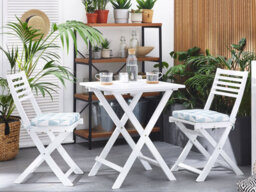 Beliani Bistro Set With Cushions Folding Fiji Acacia Wood Blue - thumbnail 2