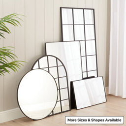 The Furniture Market Industrial Medium Round Black Framed Metal Window Wall Mirror 80Cm Diameter - thumbnail 8