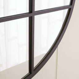 The Furniture Market Industrial Medium Round Black Framed Metal Window Wall Mirror 80Cm Diameter - thumbnail 5