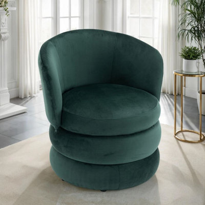 Accent Swivel Chair In Bottle Green Velvet Fabric - image 1