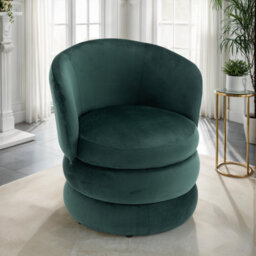 Accent Swivel Chair In Bottle Green Velvet Fabric - thumbnail 2