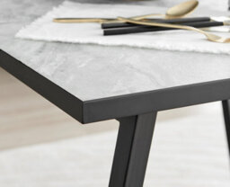 Furniturebox Uk Carson White Marble Effect Square Dining Table & 2 Cream Nora Black Leg Chairs - thumbnail 5