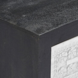 Berkfield Elegant Hand Carved Tv Cabinet Grey&white 120X30X40 Cm Solid Wood Mango - thumbnail 6