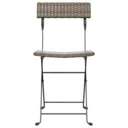 Berkfield Folding Bistro Chairs 6 Pcs Grey Poly Rattan And Steel - thumbnail 4