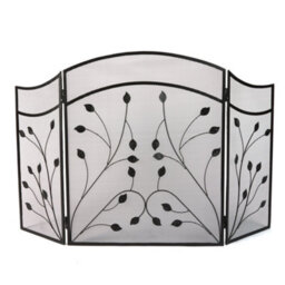 Dibor Vintage Style Leaf Vine Black Three Fold Fireplace Guard Fire Screen Guard H60Cm X W100Cm - thumbnail 2