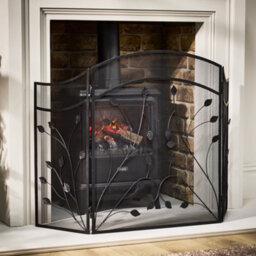 Dibor Vintage Style Leaf Vine Black Three Fold Fireplace Guard Fire Screen Guard H60Cm X W100Cm - thumbnail 3