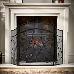 Dibor Vintage Style Leaf Vine Black Three Fold Fireplace Guard Fire Screen Guard H60Cm X W100Cm
