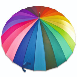 X-Large Multicolour 24 Rib Windproof Umbrella - Colourful Rain Protector Canopy With Crook Handle & Button Opening - 115Cm Dia - thumbnail 4