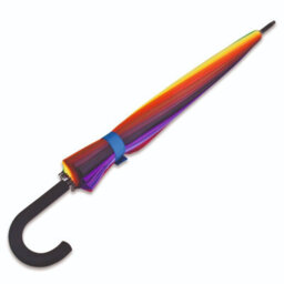 X-Large Multicolour 24 Rib Windproof Umbrella - Colourful Rain Protector Canopy With Crook Handle & Button Opening - 115Cm Dia - thumbnail 5