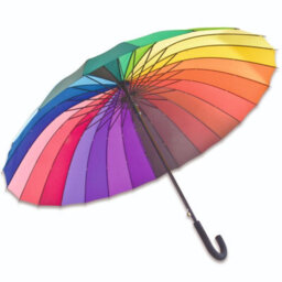 X-Large Multicolour 24 Rib Windproof Umbrella - Colourful Rain Protector Canopy With Crook Handle & Button Opening - 115Cm Dia - thumbnail 3