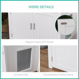 Pawhut Wood Cat Litter Box Enclosure Furniture W/ Adjustable Interior Wall White - thumbnail 7