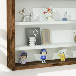 Homcom 5-Tier Wall Display Shelf Unit Cabinet W/ Shelves Glass Doors Brown - thumbnail 9