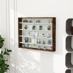 Homcom 5-Tier Wall Display Shelf Unit Cabinet W/ Shelves Glass Doors Brown - thumbnail 7