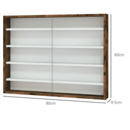 Homcom 5-Tier Wall Display Shelf Unit Cabinet W/ Shelves Glass Doors Brown - thumbnail 3