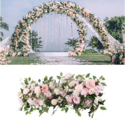 Living And Home Pink White Rose Hydrangea Artificial Flower Swag Green Leaves Wedding Arch Backdrop Hanging Decor - thumbnail 5