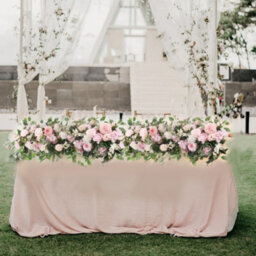 Living And Home Pink White Rose Hydrangea Artificial Flower Swag Green Leaves Wedding Arch Backdrop Hanging Decor - thumbnail 1
