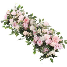 Living And Home Pink White Rose Hydrangea Artificial Flower Swag Green Leaves Wedding Arch Backdrop Hanging Decor - thumbnail 4