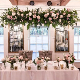Living And Home Pink White Rose Hydrangea Artificial Flower Swag Green Leaves Wedding Arch Backdrop Hanging Decor - thumbnail 3
