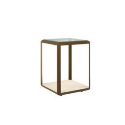 Wyld Haus Harlow Brass And Cream Shagreen Glass Top Side Table - thumbnail 3