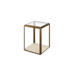 Wyld Haus Harlow Brass And Cream Shagreen Glass Top Side Table - thumbnail 4