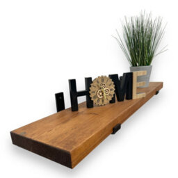Mkgt Handcrafted Rustic Wooden Floating Shelf, Solid Wood Made In Uk Wall Mounted (Tudor Oak, 40Cm) - thumbnail 1