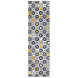 Bravich Hard Wearing Hessian Backed Stair Runner Kitchen Mat - Texas Geometric Gold, Grey & White - 60X540Cm (2'x18') - thumbnail 4