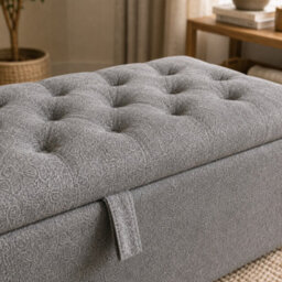 Stratus Interiors Chesterfield Storage Ottoman With Deep Buttoned Upholstered Lid, Spacious Blanket Box For Bedroom, Lounge & Hallway - Grey Naples - thumbnail 2