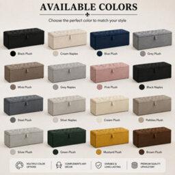 Stratus Interiors Chesterfield Storage Ottoman With Deep Buttoned Upholstered Lid, Spacious Blanket Box For Bedroom, Lounge & Hallway - Grey Naples - thumbnail 5