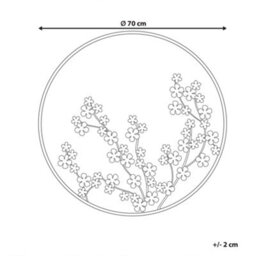 Wyld And Coco 70 Cm Black Metal Leaf Circular Wall Decor - Industrial-Chic Floral Frame For Living Room, Hallway, Bedroom - thumbnail 4