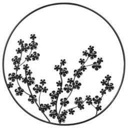 Wyld And Coco 70 Cm Black Metal Leaf Circular Wall Decor - Industrial-Chic Floral Frame For Living Room, Hallway, Bedroom - thumbnail 3