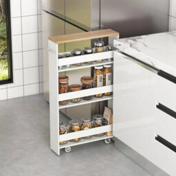 4Tier Slim Utility Storage Cart Kitchen Trolley Narrow Mobile Serving Cart - thumbnail 3