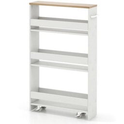 4Tier Slim Utility Storage Cart Kitchen Trolley Narrow Mobile Serving Cart - thumbnail 5