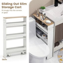 4Tier Slim Utility Storage Cart Kitchen Trolley Narrow Mobile Serving Cart - thumbnail 6