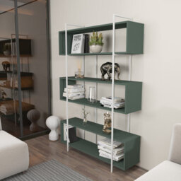 Decorotika Bruti 5-Tier Bookcase Shelving Unit Green White - thumbnail 2