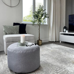 rucomfy Beanbags Rucomfy Indoor Pouffe Bean Bag - Platinum Barley Ottoman Footstool - thumbnail 1