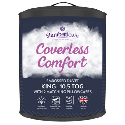 Slumberdown Coverless Comfort Duvet King 10.5 Tog 2N1 Design Matching Pillowcases Reversible All Year Herringbone Cover Washable - image 1