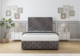 "Comfort Florida Slate Naples Divan Bed Base 2 Drawers Left Side - 26"" Strutted  & 12"" Footboard 6' Super King" - thumbnail 1