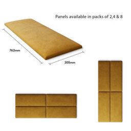 Aspire Easymount Wall Mounted Upholstered Panels, Modular Diy Headboard In Plush Velvet Fabric, Ochre (Pack Of 8) - thumbnail 5