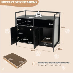 Costway Cat Litter Box Enclosure Hidden Cat Washroom W/ Storage Cabinet & Cat Scratch Pad - thumbnail 2