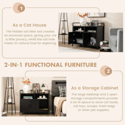 Costway Cat Litter Box Enclosure Hidden Cat Washroom W/ Storage Cabinet & Cat Scratch Pad - thumbnail 6
