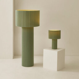 Valuelights Lenny Moss Green Drum Lamp Shade Colour Drench Ribbed Fabric Midi Floor Lamp - thumbnail 6