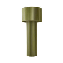 Valuelights Lenny Moss Green Drum Lamp Shade Colour Drench Ribbed Fabric Midi Floor Lamp - thumbnail 9