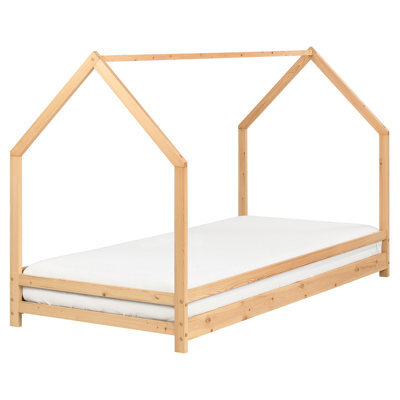 Beliani Kids Bed House Pine Wood Appy 90 X 200 Cm (Eu Single) Light Brown - image 1